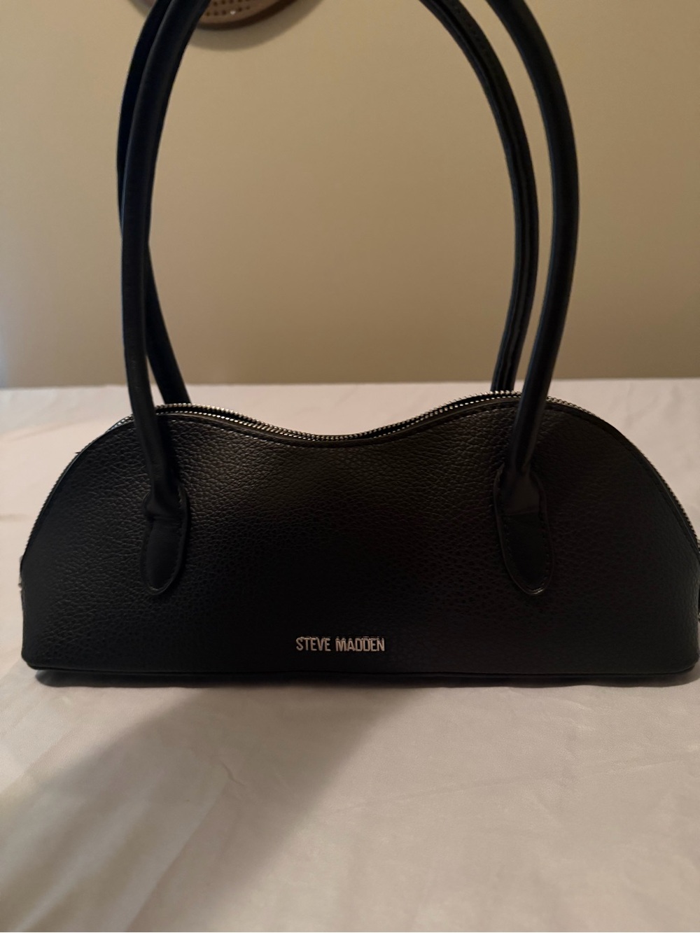 Steve Madden Black Pebbled Dome Shoulder Bag